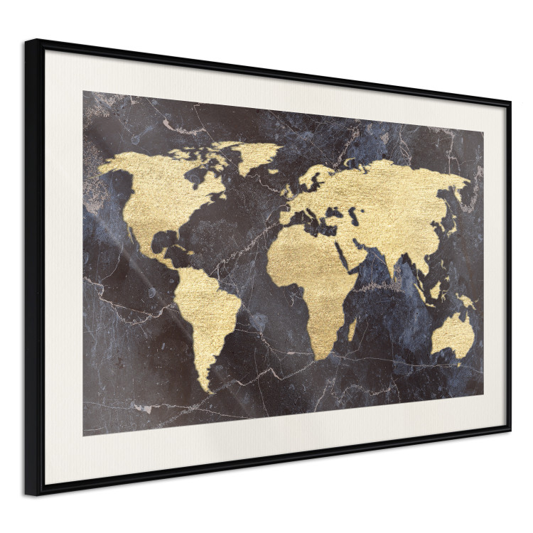 Wall Poster Golden World - elegant continents and dark seas on a world map 128816 additionalImage 2