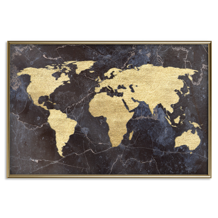 Wall Poster Golden World - elegant continents and dark seas on a world map 128816 additionalImage 17