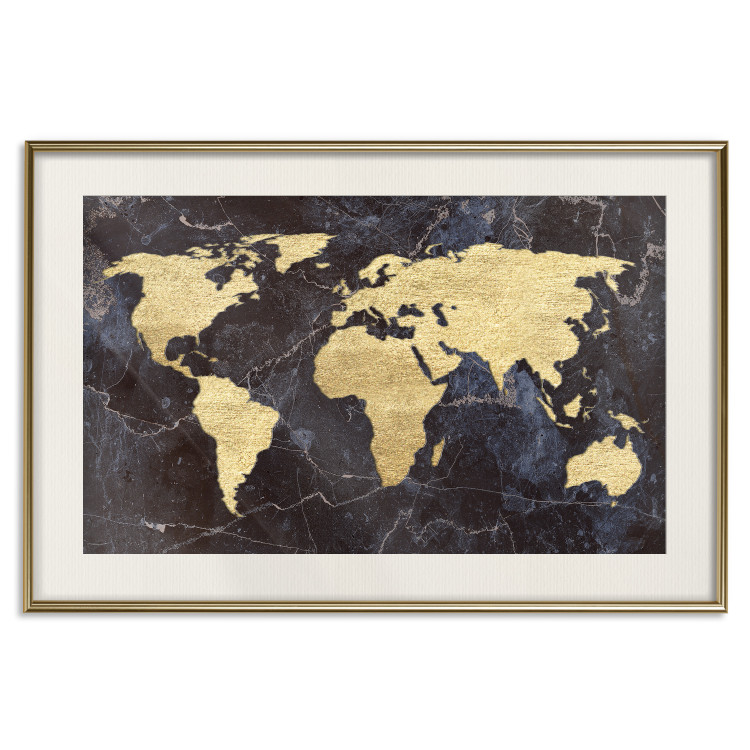 Wall Poster Golden World - elegant continents and dark seas on a world map 128816 additionalImage 20