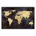 Wall Poster Golden World - elegant continents and dark seas on a world map 128816