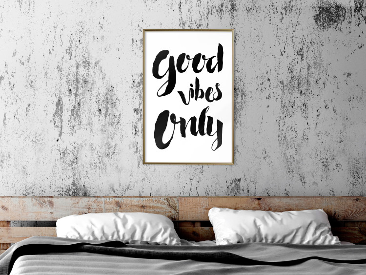 Wall Poster Good Vibes Only - black and white typographic composition in English 128916 additionalImage 13