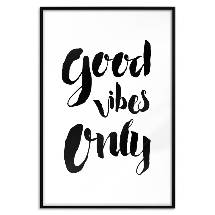 Wall Poster Good Vibes Only - black and white typographic composition in English 128916 additionalImage 17