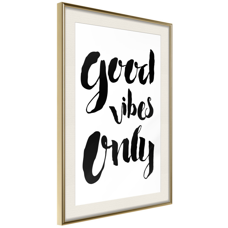 Wall Poster Good Vibes Only - black and white typographic composition in English 128916 additionalImage 3