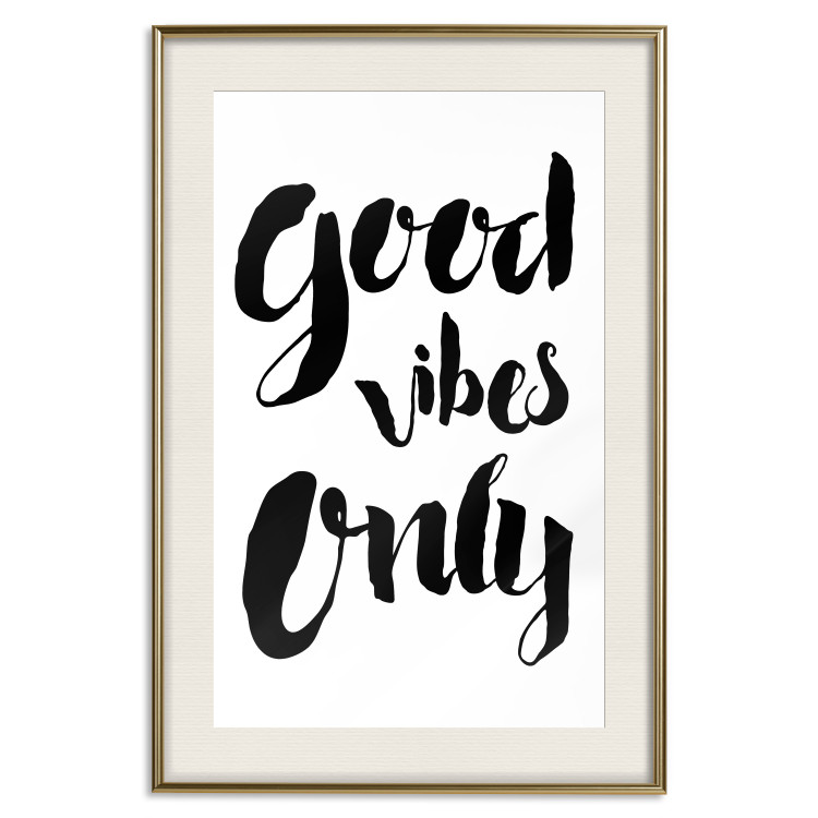 Wall Poster Good Vibes Only - black and white typographic composition in English 128916 additionalImage 20