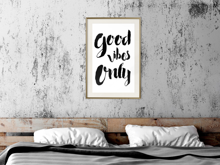 Wall Poster Good Vibes Only - black and white typographic composition in English 128916 additionalImage 22
