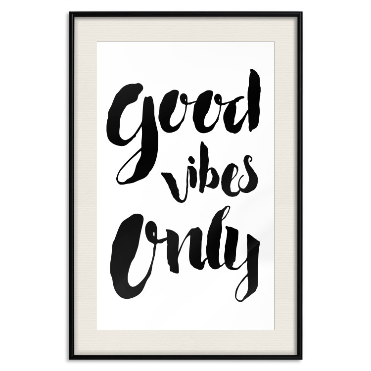 Wall Poster Good Vibes Only - black and white typographic composition in English 128916 additionalImage 19
