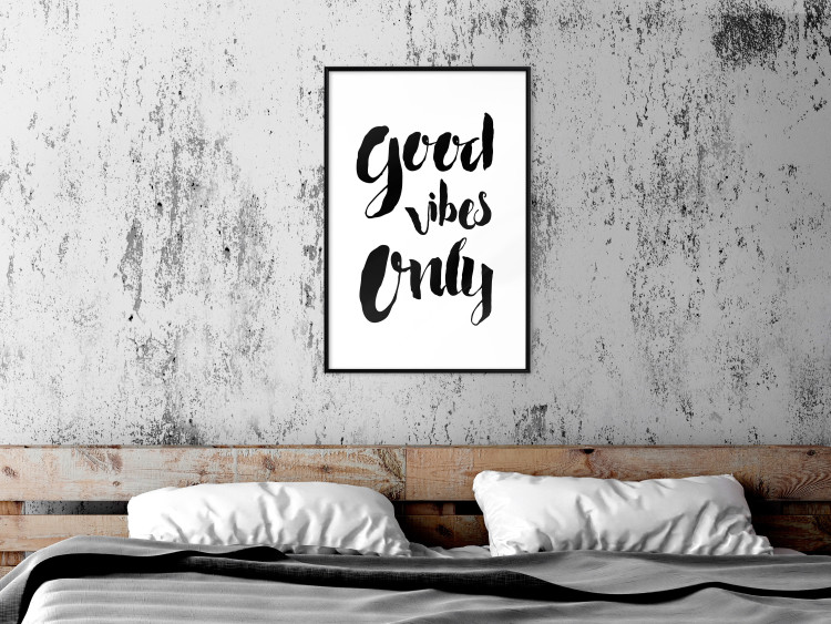 Wall Poster Good Vibes Only - black and white typographic composition in English 128916 additionalImage 23