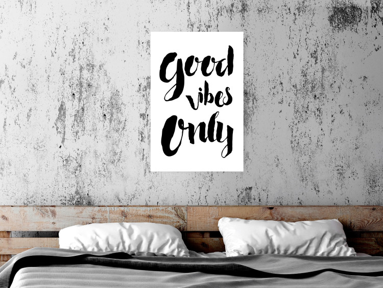Wall Poster Good Vibes Only - black and white typographic composition in English 128916 additionalImage 3
