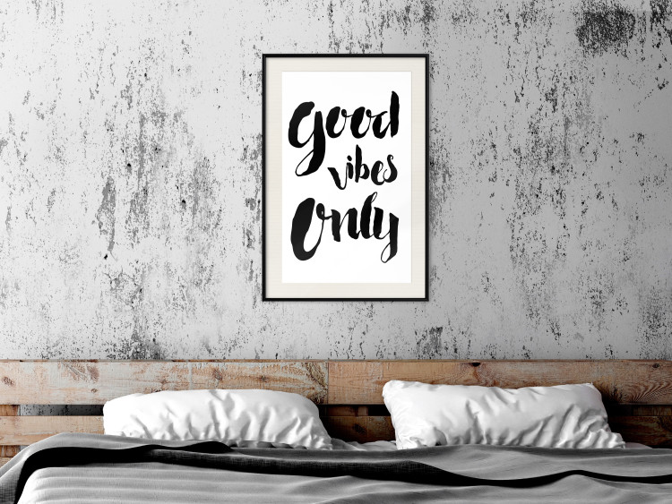 Wall Poster Good Vibes Only - black and white typographic composition in English 128916 additionalImage 24