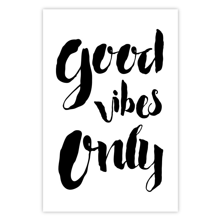 Wall Poster Good Vibes Only - black and white typographic composition in English 128916