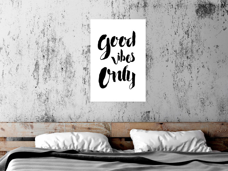 Wall Poster Good Vibes Only - black and white typographic composition in English 128916 additionalImage 12