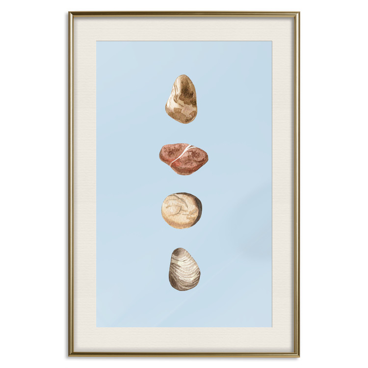 Poster Treasures of the Journey - composition of stones on a contrasting blue background 129916 additionalImage 20