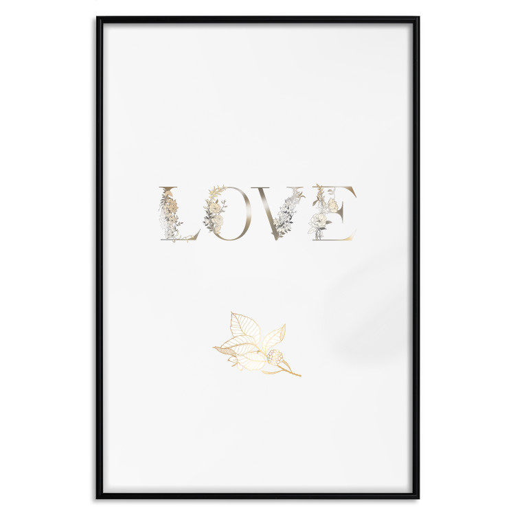 Wall Poster Love Is Strength - golden English text on a solid white background 131916 additionalImage 16