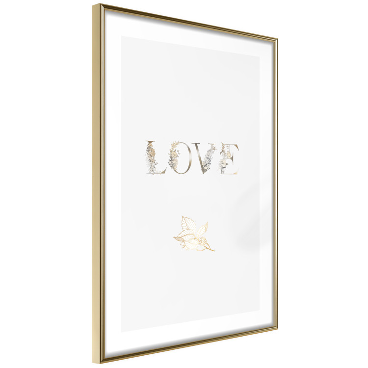 Wall Poster Love Is Strength - golden English text on a solid white background 131916 additionalImage 9