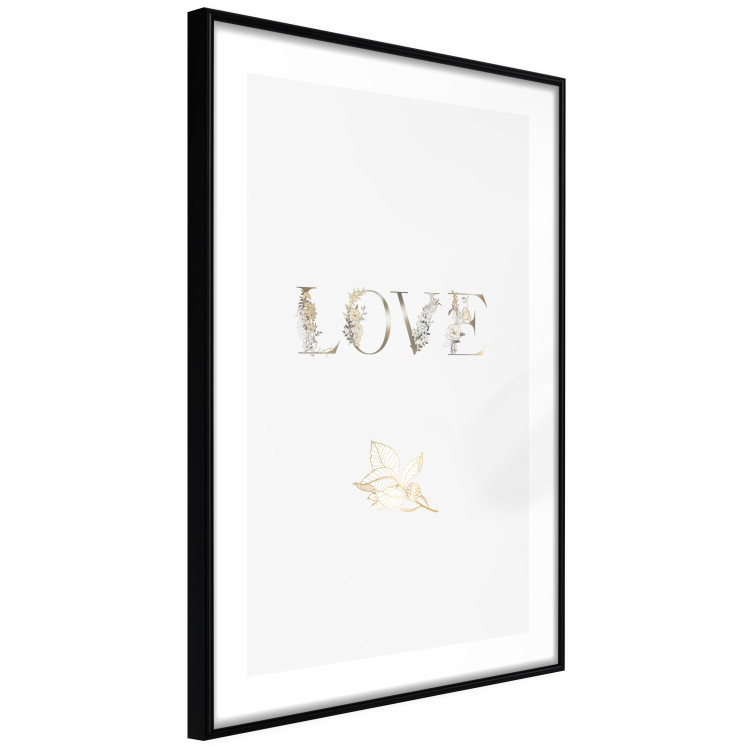 Wall Poster Love Is Strength - golden English text on a solid white background 131916 additionalImage 8