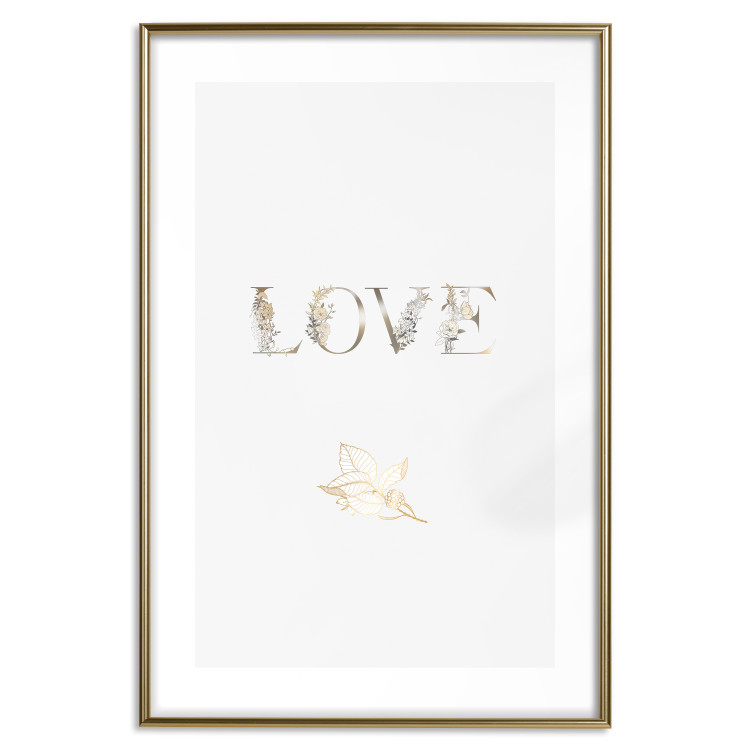 Wall Poster Love Is Strength - golden English text on a solid white background 131916 additionalImage 16