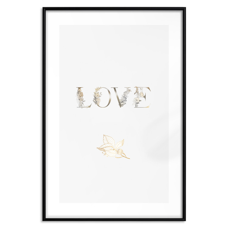 Wall Poster Love Is Strength - golden English text on a solid white background 131916 additionalImage 15