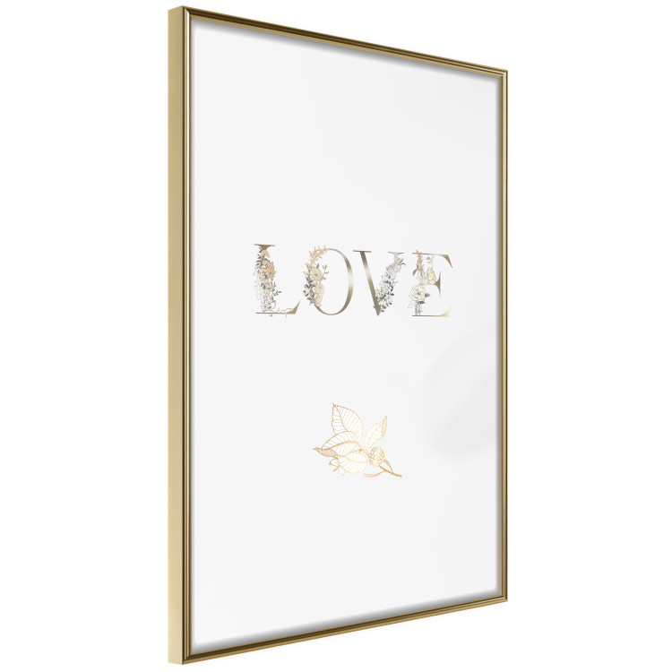 Wall Poster Love Is Strength - golden English text on a solid white background 131916 additionalImage 12