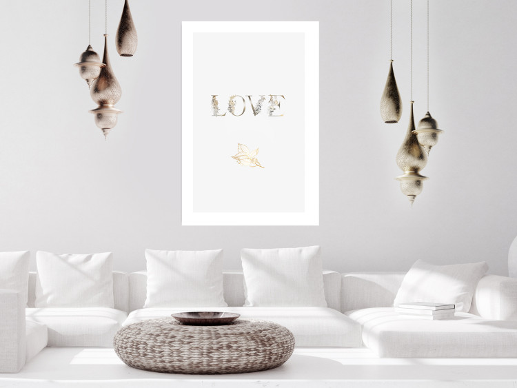 Wall Poster Love Is Strength - golden English text on a solid white background 131916 additionalImage 5