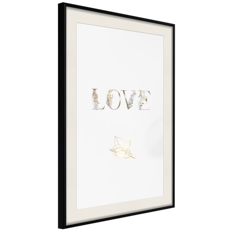 Wall Poster Love Is Strength - golden English text on a solid white background 131916 additionalImage 2