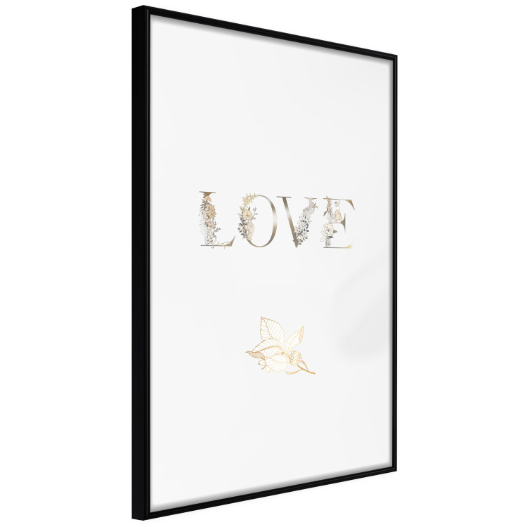Wall Poster Love Is Strength - golden English text on a solid white background 131916 additionalImage 11