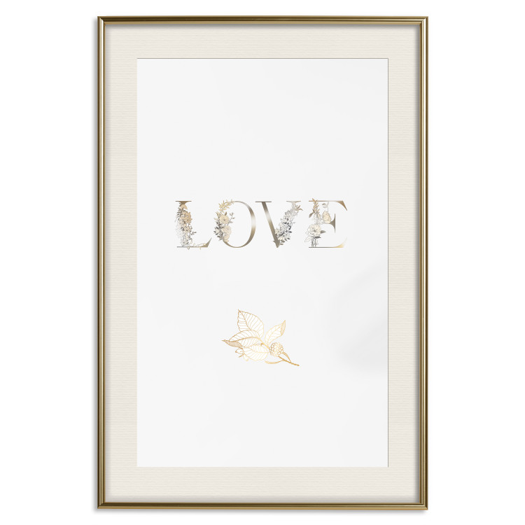 Wall Poster Love Is Strength - golden English text on a solid white background 131916 additionalImage 20