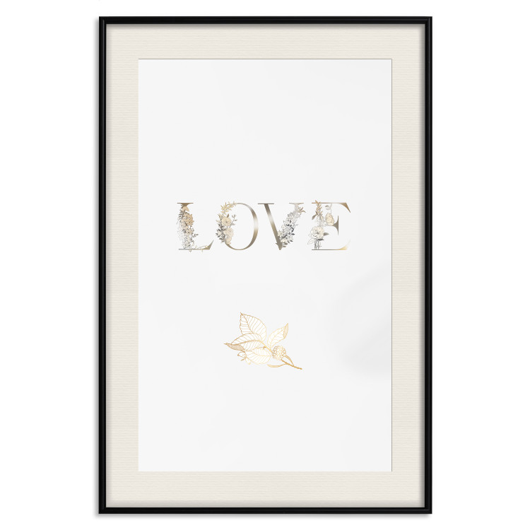 Wall Poster Love Is Strength - golden English text on a solid white background 131916 additionalImage 19