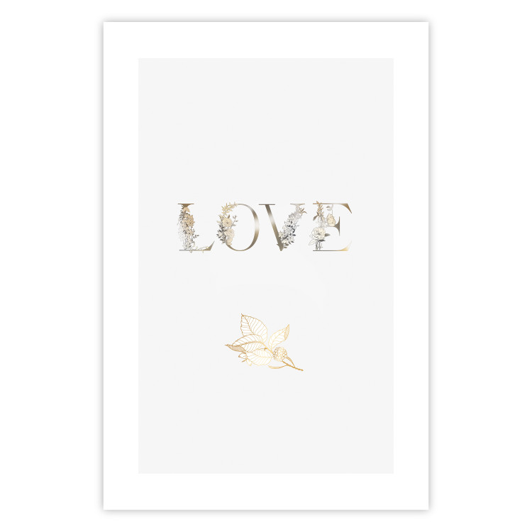 Wall Poster Love Is Strength - golden English text on a solid white background 131916 additionalImage 19