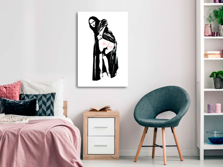 Canvas Art Print Painful Sit (1-piece) Vertical - black and white street art 132416 additionalImage 3