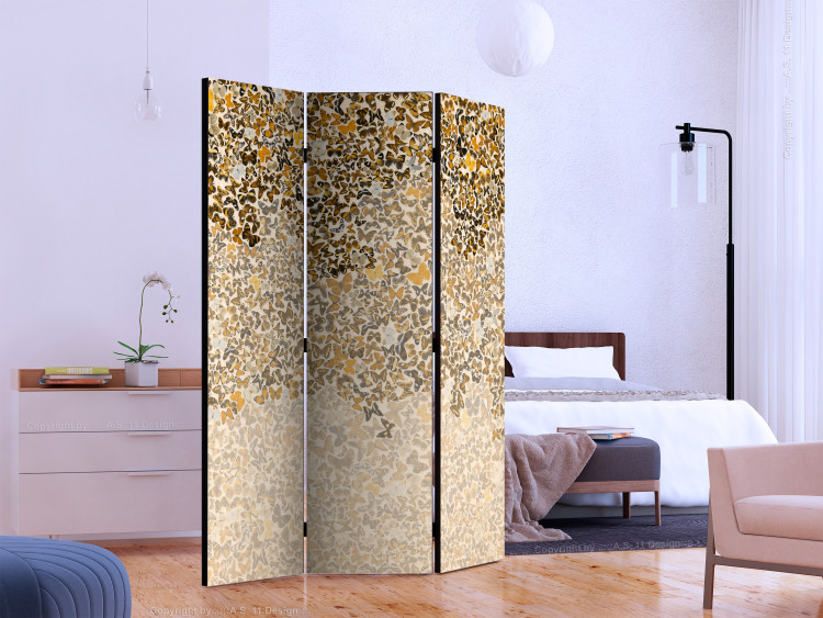 Folding Screen Art and Butterflies (3-piece) - mosaic in beige-brown shades 132616 additionalImage 2