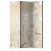 Room Separator Symphony of Senses (3-piece) - floral ornaments on a beige background 132716