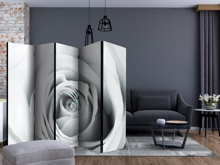 Room Divider Screen Rosy Riddle II (5-piece) - composition with a white rose 133116 additionalImage 4