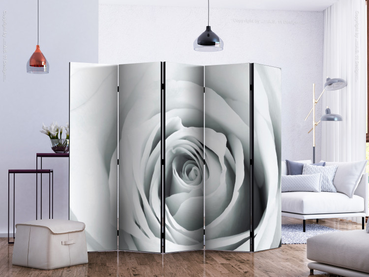 Room Divider Screen Rosy Riddle II (5-piece) - composition with a white rose 133116 additionalImage 2