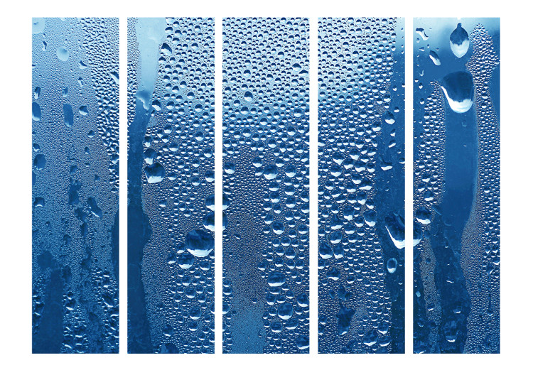 Room Divider Screen Water Drops on Blue Glass II (5-piece) - simple composition 133416 additionalImage 3