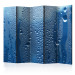Room Divider Screen Water Drops on Blue Glass II (5-piece) - simple composition 133416