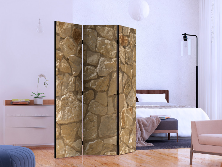 Room Divider Sunny Monolith (3-piece) - brown composition with wall texture 133516 additionalImage 2