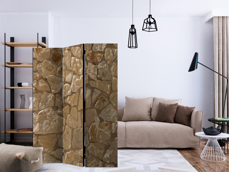 Room Divider Sunny Monolith (3-piece) - brown composition with wall texture 133516 additionalImage 4