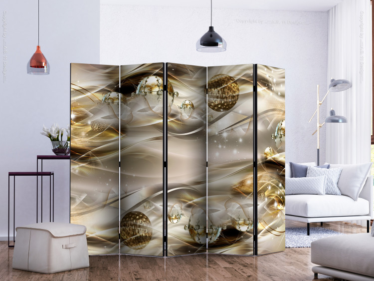 Folding Screen Golden Nebula II - abstract and golden pattern with a slight 3D illusion 133716 additionalImage 2