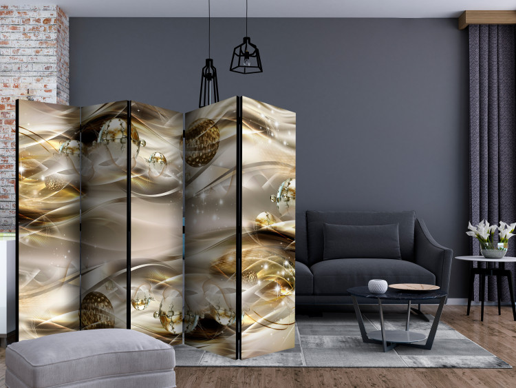 Folding Screen Golden Nebula II - abstract and golden pattern with a slight 3D illusion 133716 additionalImage 4