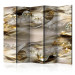 Folding Screen Golden Nebula II - abstract and golden pattern with a slight 3D illusion 133716