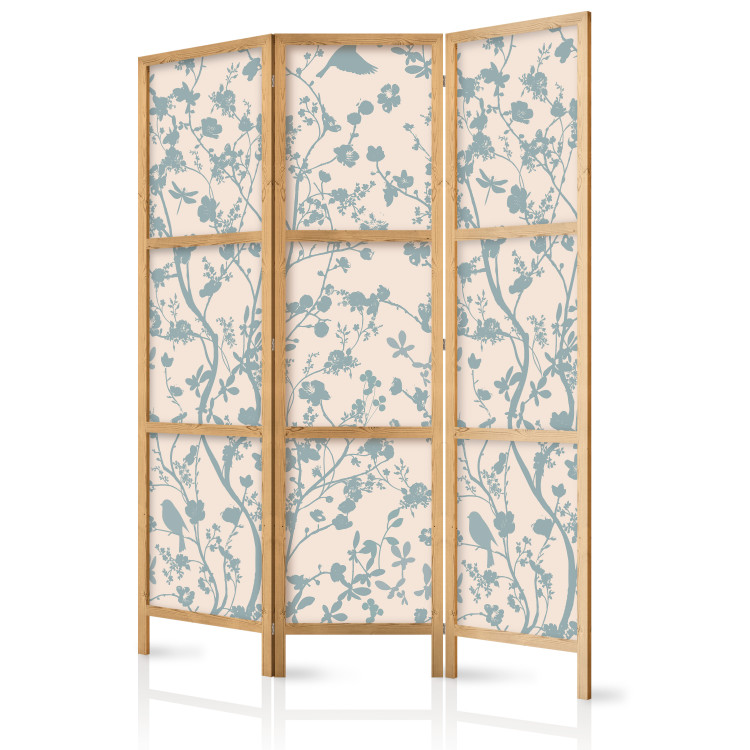 Folding Screen Spring Stir - fanciful pattern of plants and birds on a light background 133916 additionalImage 5