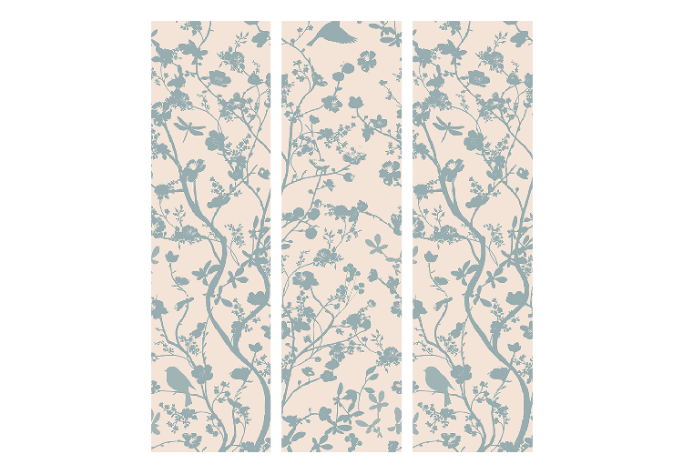 Folding Screen Spring Stir - fanciful pattern of plants and birds on a light background 133916 additionalImage 7