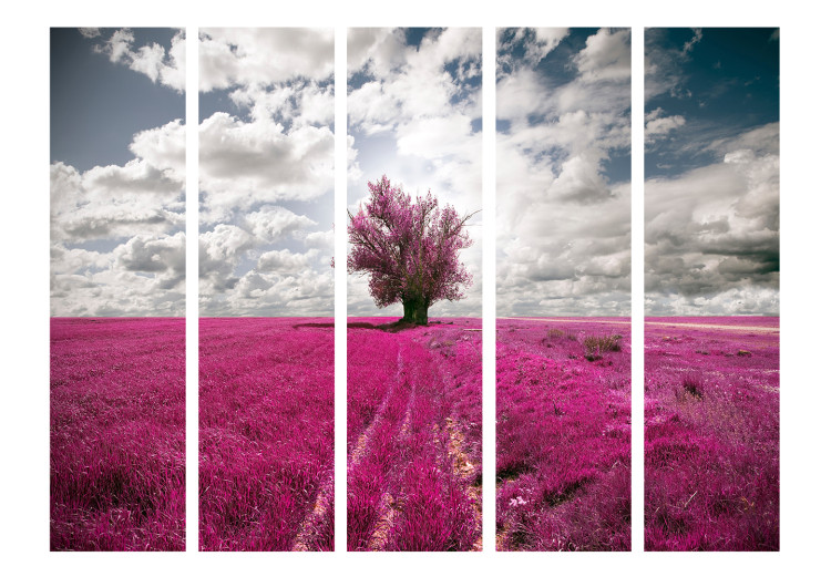 Room Separator Meadow in Fuchsia II - landscape of a purple meadow with a tree 134116 additionalImage 3