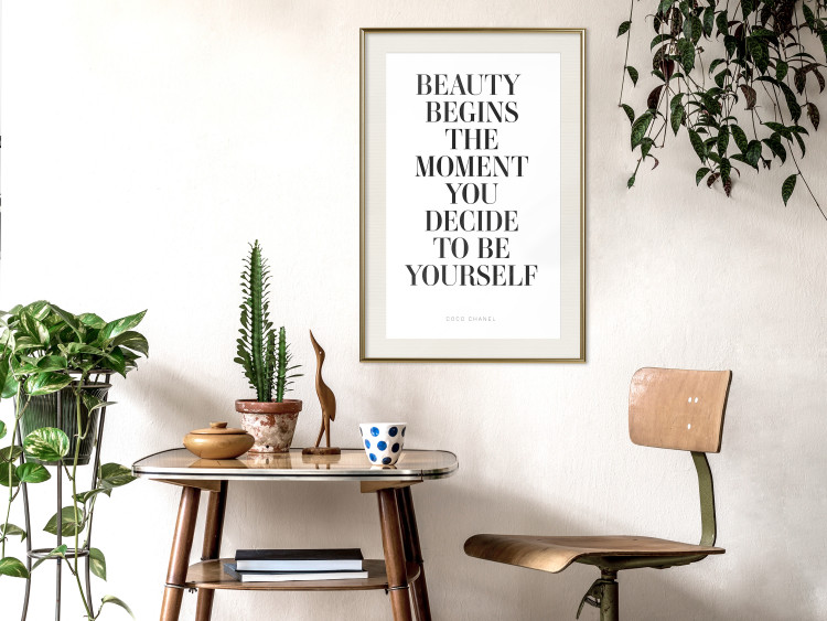 Poster Where Beauty Begins - black English quote on a white background 134216 additionalImage 22