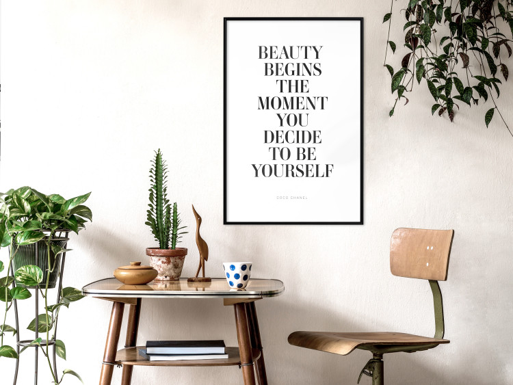 Poster Where Beauty Begins - black English quote on a white background 134216 additionalImage 18