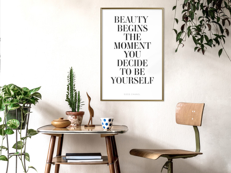 Poster Where Beauty Begins - black English quote on a white background 134216 additionalImage 7