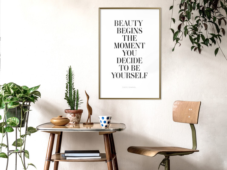 Poster Where Beauty Begins - black English quote on a white background 134216 additionalImage 15