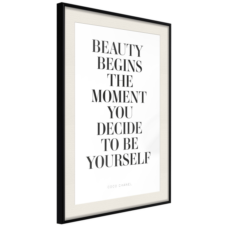 Poster Where Beauty Begins - black English quote on a white background 134216 additionalImage 2