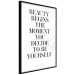 Poster Where Beauty Begins - black English quote on a white background 134216 additionalThumb 11