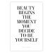 Poster Where Beauty Begins - black English quote on a white background 134216